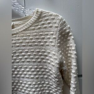 Lucky Brand Crew Neck Textured Cream Sweater in Size S